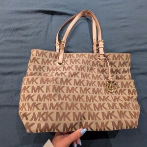 Michael Kors Tan and Brown Logo Tote